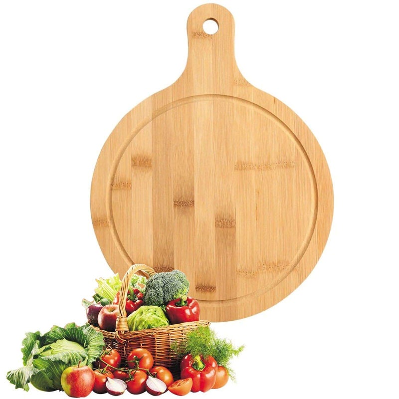 Guojanfon Bamboo Cutting Board Set 3PCS Meat Chopping Boards Pizza Peel Paddle with Handle for Homemade Baking Pizza Bread Cake Fruit Vegetables (3PCS Set- Board) - Image 3